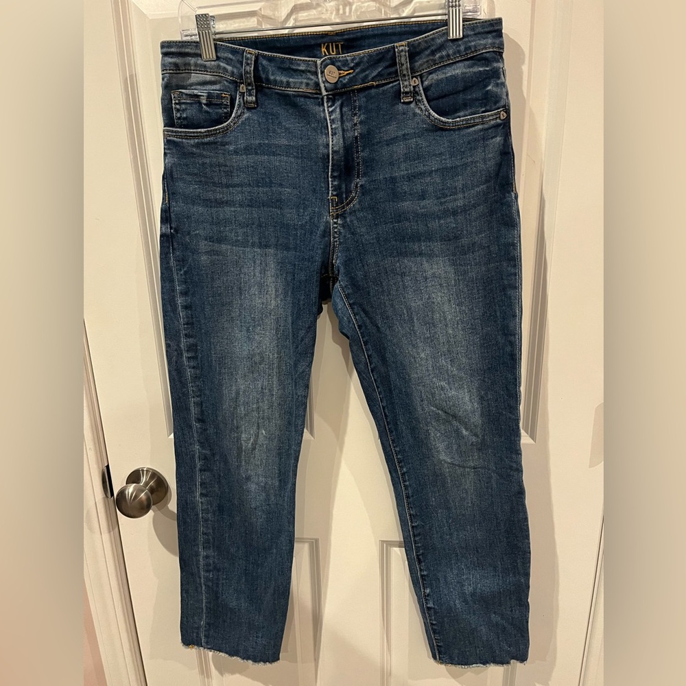 Kut From The Kloth Blue High Rise Crop Straight Leg Jeans Size 0
